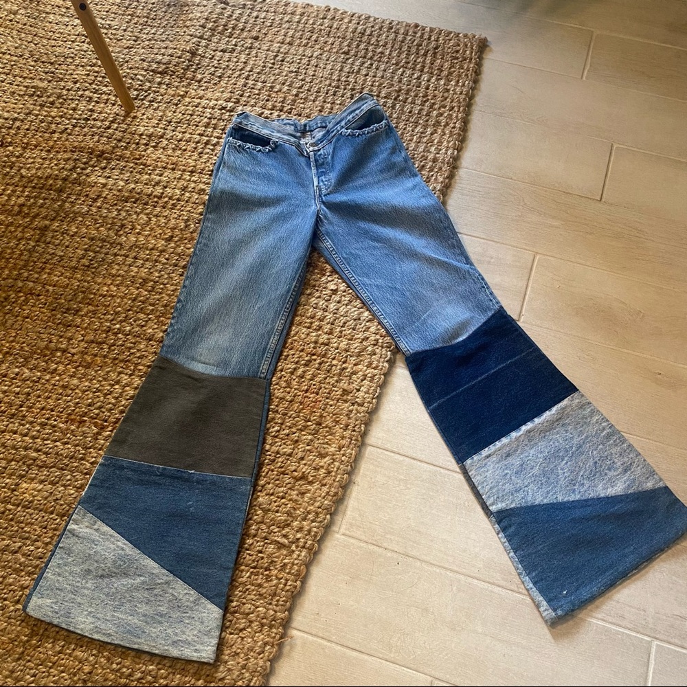 Vintage y2k patchwork flare jeans